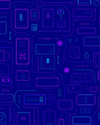 Neon Circuits Futuristic Tech Overlay Rug