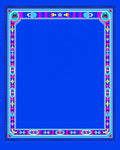 Vibrant Blue Bordered Folk Art Rug
