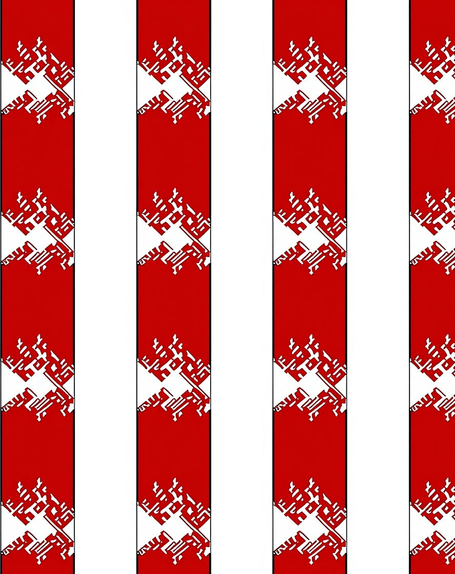 Bold Red White Jagged Stripe Rug