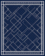 Modern Navy Blue Geometric Grid Layout Rug