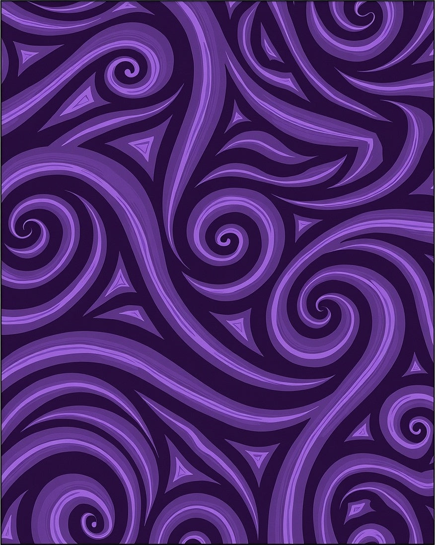 Royal Purple Swirl and Triangle Arrangement Rug