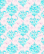 Aqua Floral Scroll Medallion Rug