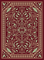 Burgundy Botanical Vine Border Rug