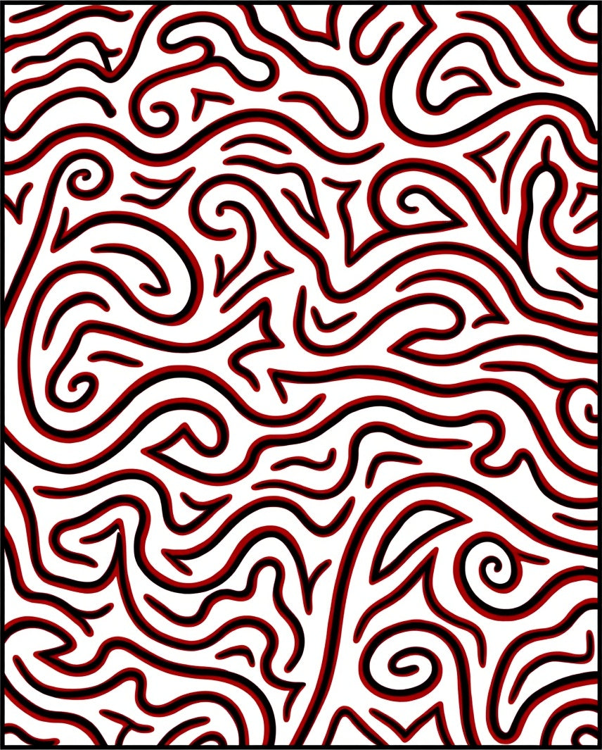Red Swirl Abstract Lines Rug