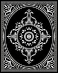 Bold Black White Oval Medallion Rug