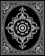 Bold Black White Oval Medallion Rug