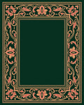 Ornate Coral Floral Vine Border Rug