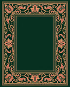 Ornate Coral Floral Vine Border Rug