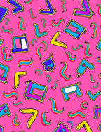 Vibrant Pink Abstract Shapes Rug
