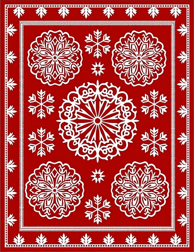 Crimson Ice Flower Scatter Rug