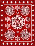 Crimson Ice Flower Scatter Rug