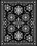 Black White Snowflake Mandala Border Rug