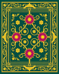 Emerald Green Floral Starburst Border Rug
