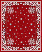 Rich Red Festive Snowflake Scatter Rug