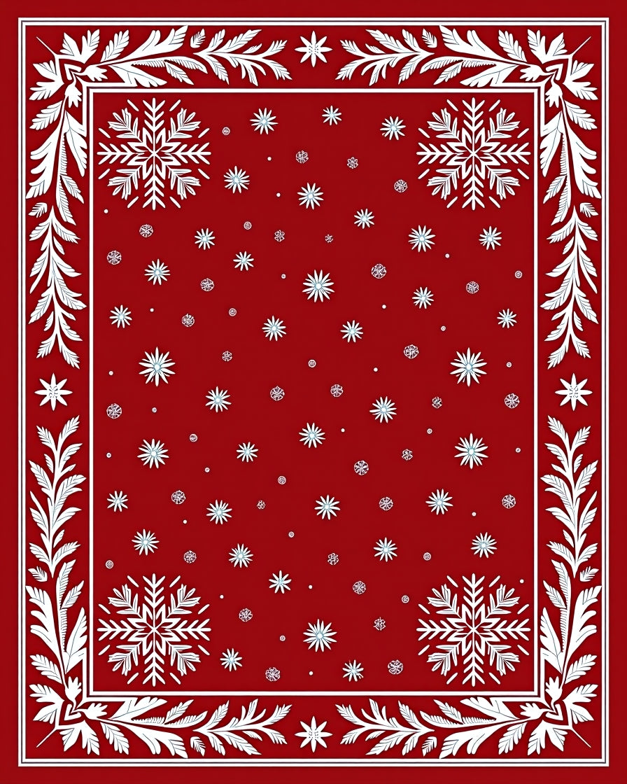Rich Red Festive Snowflake Scatter Rug