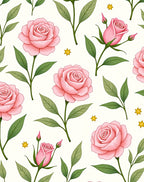 Pink Roses and Golden Stars Garden Rug
