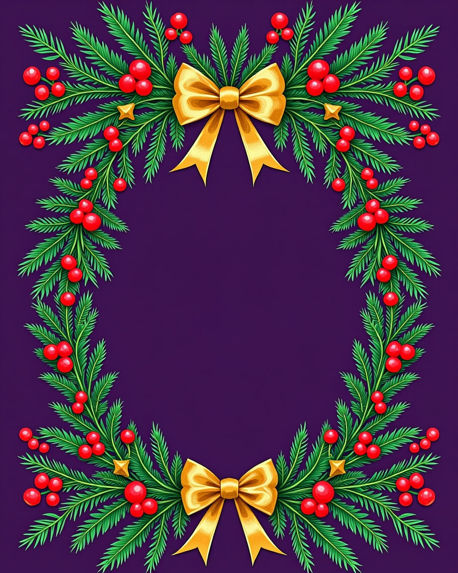 Golden Bow Evergreen Berry Wreath Rug