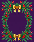 Golden Bow Evergreen Berry Wreath Rug