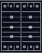 Dark Blue Football Field Lines Rug