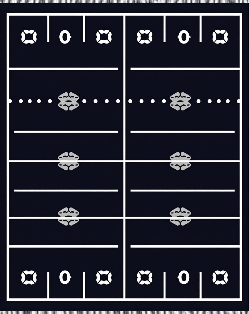Dark Blue Football Field Lines Rug