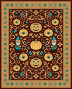 Spooky Pumpkin Gnome Autumn Scrollwork Rug