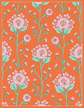 Pink Floral Vines on Orange Background Rug