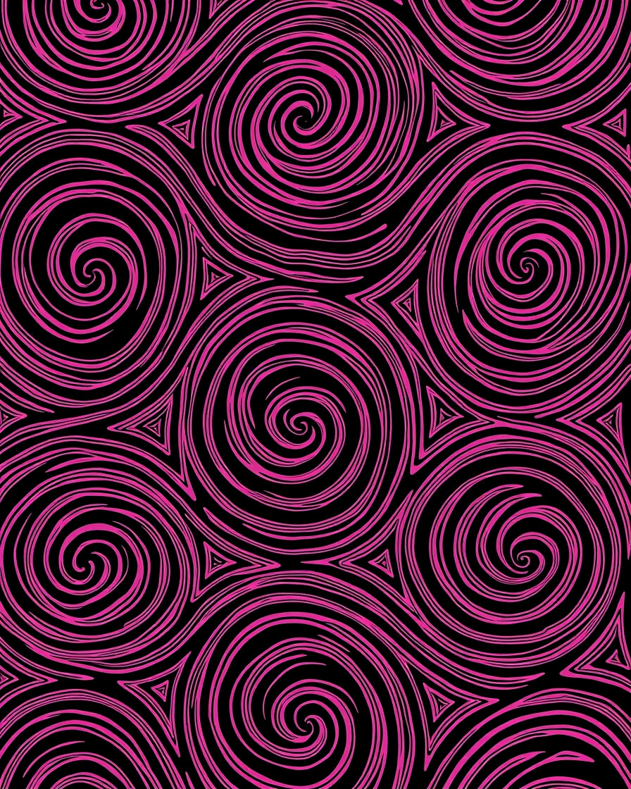 Vibrant Pink Swirl Triangles Rug