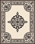 Elegant Cream and Black Medallion Border Rug