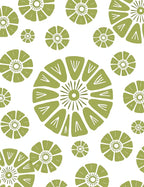 Olive Green Mid Century Floral Burst Rug