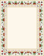 Ornate Red Green Floral Border Rug