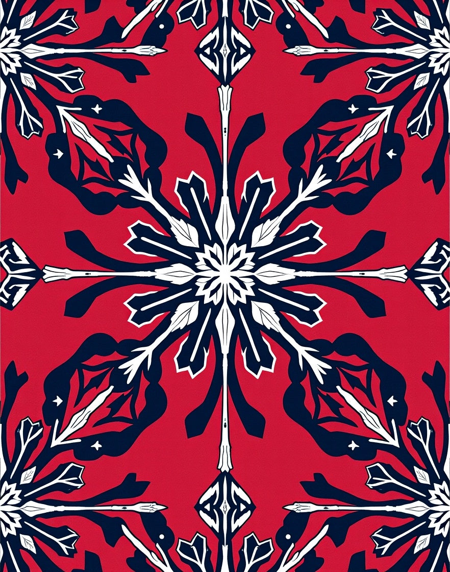 Crimson White Navy Symmetry Medallion Rug