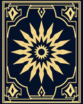 Gold Sunburst Geometric Frame Rug