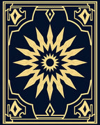 Gold Sunburst Geometric Frame Rug