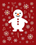 Festive Red Snowman Snowflake Scene Rug