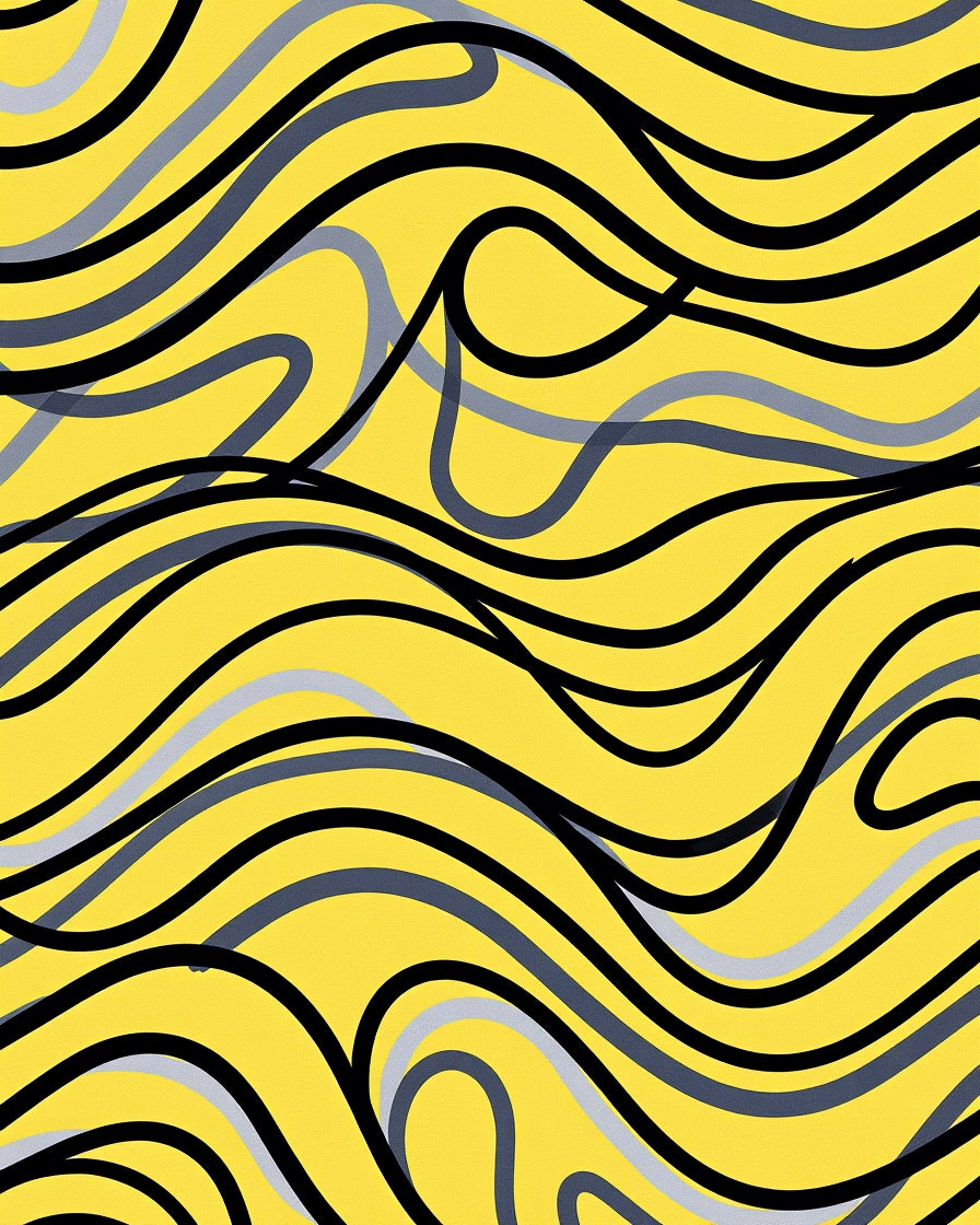 Vibrant Yellow Swirl Lines Rug