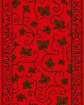 Crimson Green Leaf Vine Border Rug