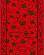 Crimson Green Leaf Vine Border Rug