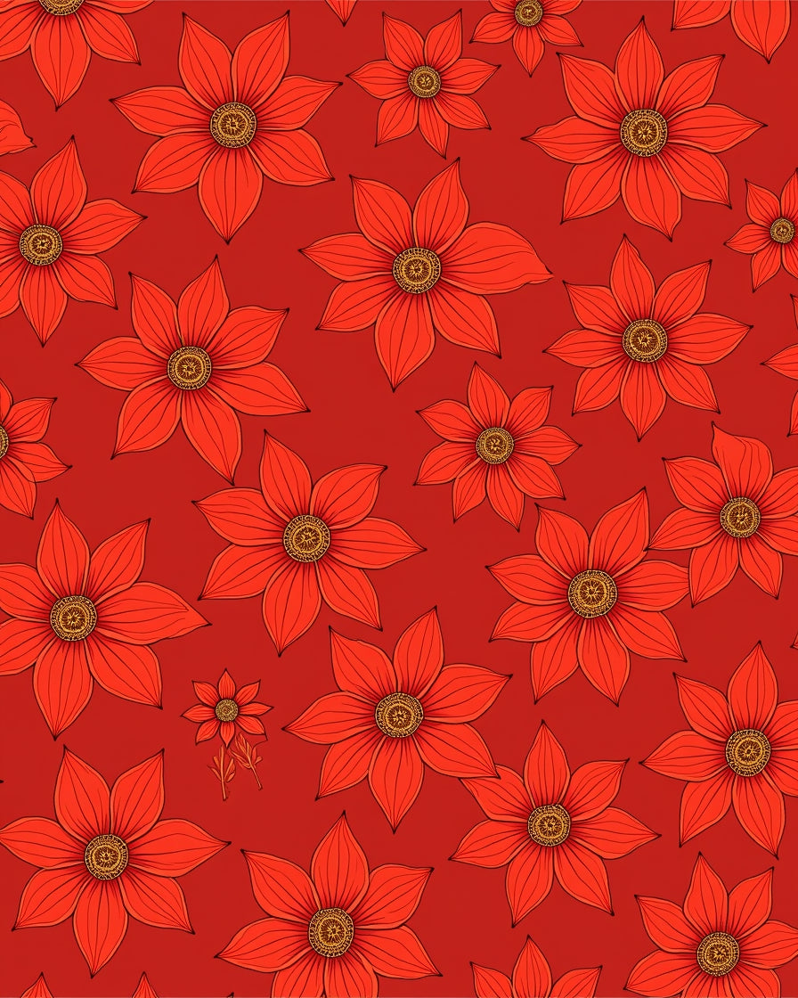 Vibrant Scarlet Floral Bloom Rug