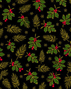 Festive Holly Berry Pine Sprig Rug