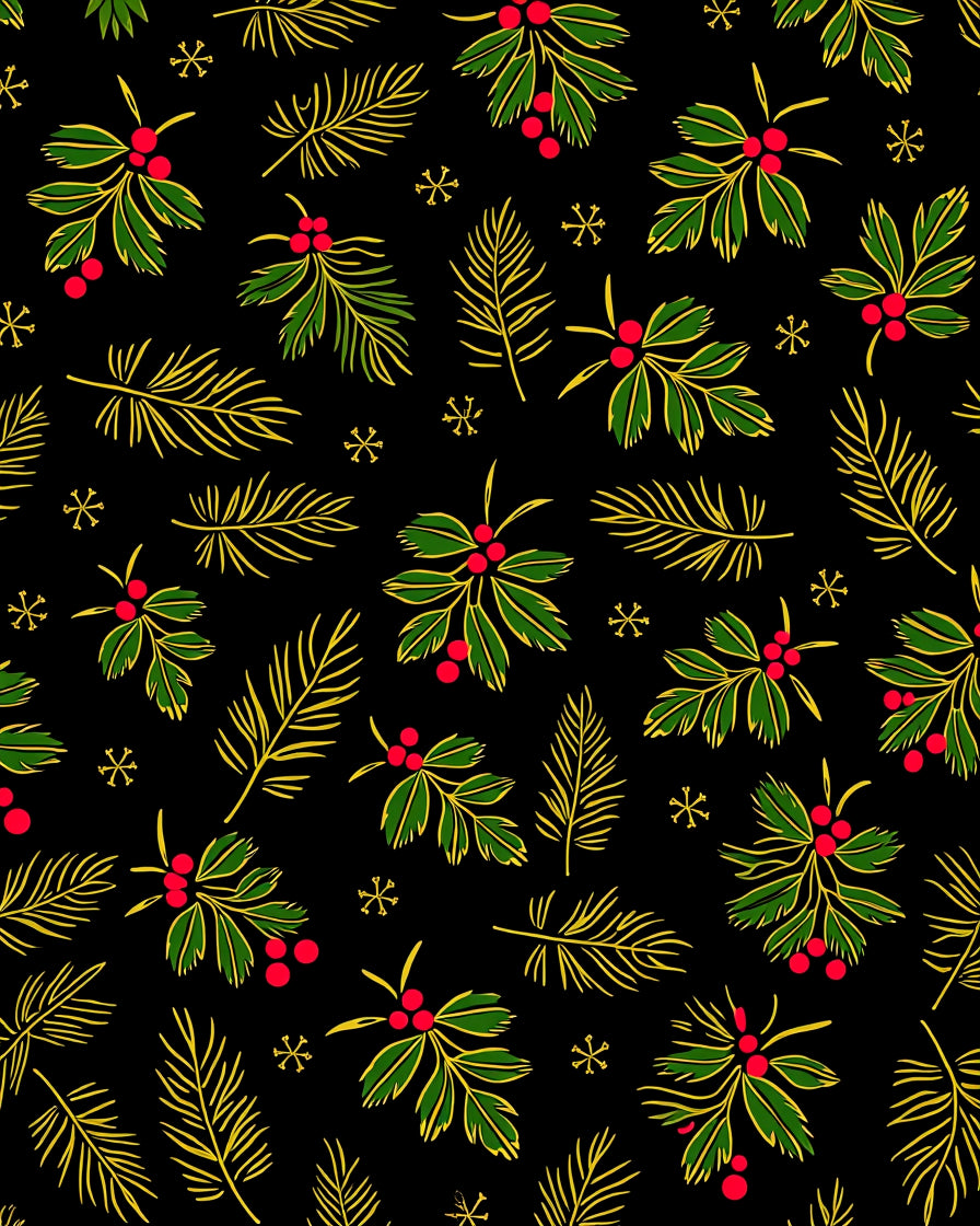 Festive Holly Berry Pine Sprig Rug