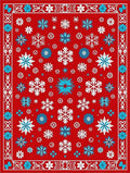 Crimson Snowflake Medallion Border Rug