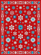 Crimson Snowflake Medallion Border Rug