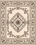 Classic Brown Filigree Medallion Border Rug