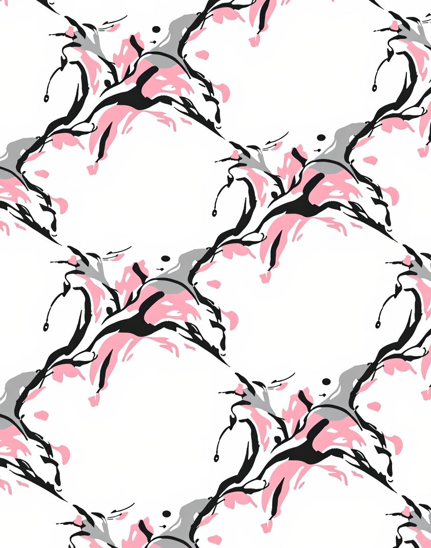 Pink Black Gray Abstract Splatter Flow Rug