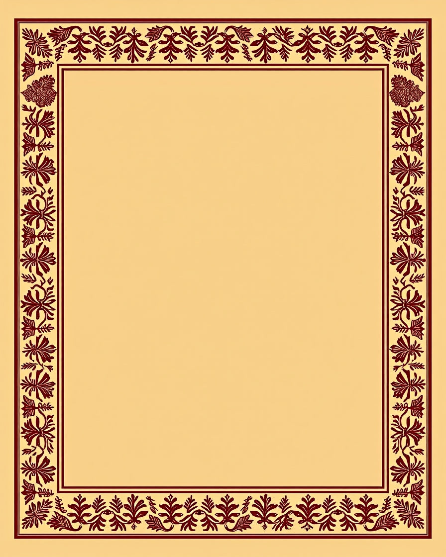 Crimson Floral Vine Border Rug