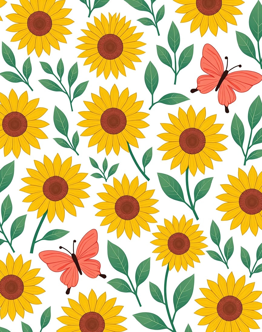 Sunny Yellow Sunflower Butterfly Collage Rug