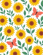 Sunny Yellow Sunflower Butterfly Collage Rug