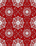 Crimson Snowflake Mandala Folk Art Rug