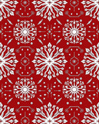 Crimson Snowflake Mandala Folk Art Rug
