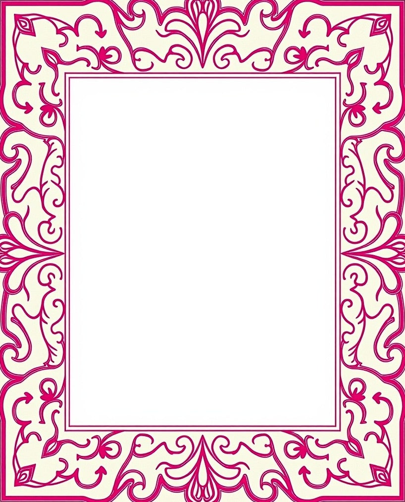 Ornate Crimson Floral Border Rug